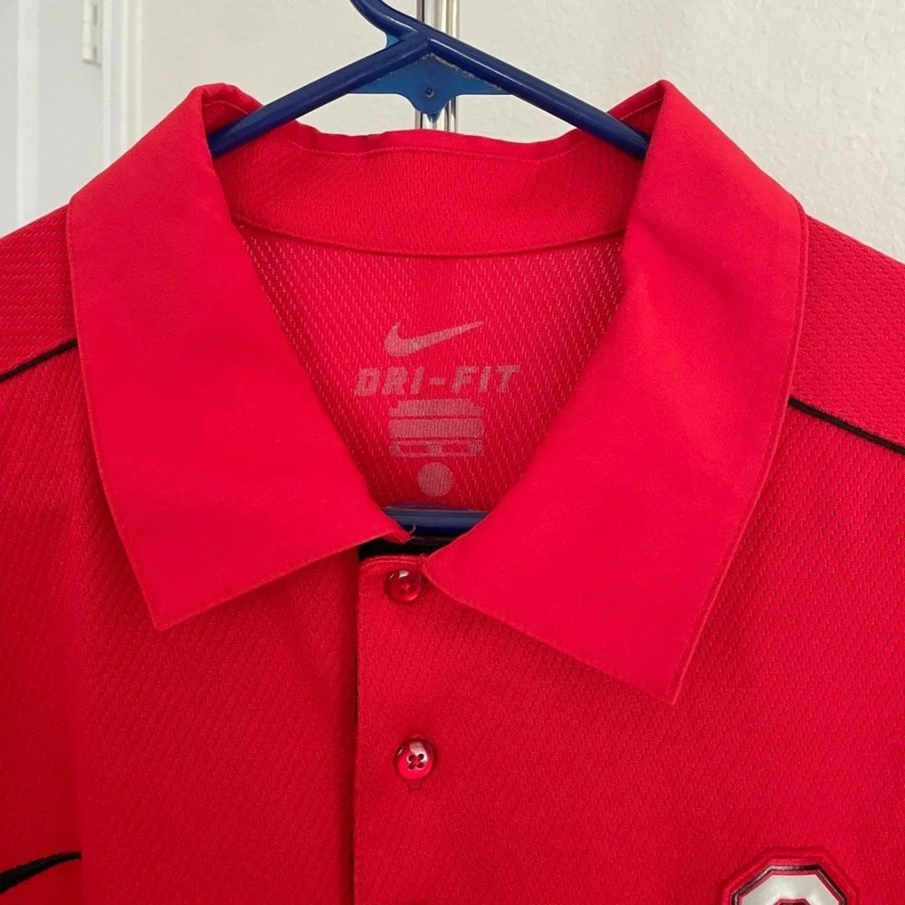 Nike Dri-FIT Ohio State Buckeyes Mens Red Short Sleeve Polo Shirt XL